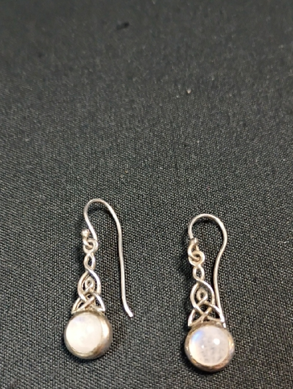Sterling Silver Moonstone Drop Earrings - White Moonstone
